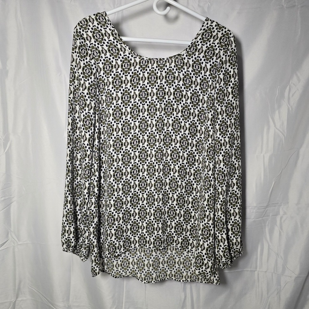 Maurices Womens‎ Small Geometric Ikat Print High Low Blouse boho indie